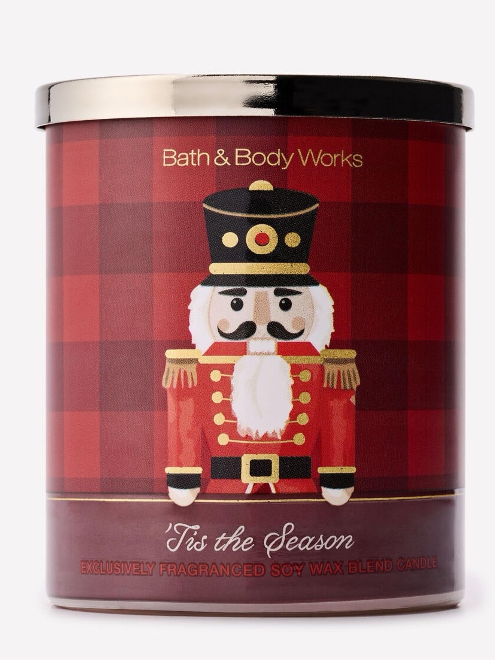 Bath & Body Works Red Nutcracker Holiday 🍎 'Tis the Season Single Wick Candle 🌲✨